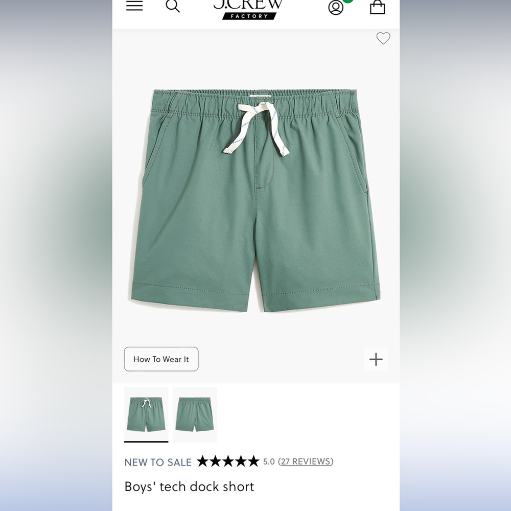 New Crewcuts Tech Dock Shorts in Pale Spinach size 7 F